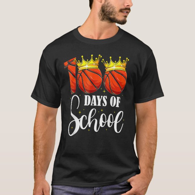 100th Day Of School Basketball 100 Days Smarter Te T-Shirt (Vorderseite)