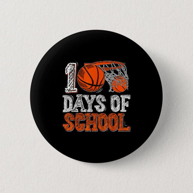 100th Day Of School Basketball Kids 100 Days Of Sc Button (Vorderseite)