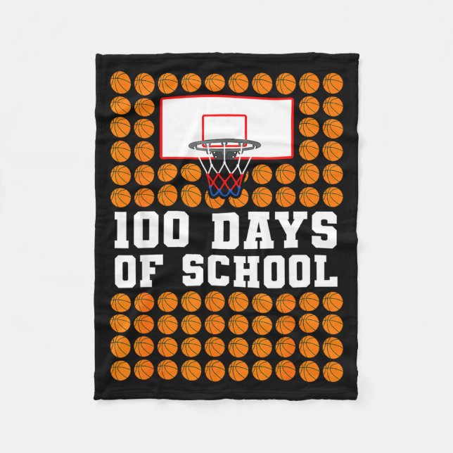 100th Day Of School Basketball Kids 100 Days Of Sc Fleecedecke (Vorderseite)