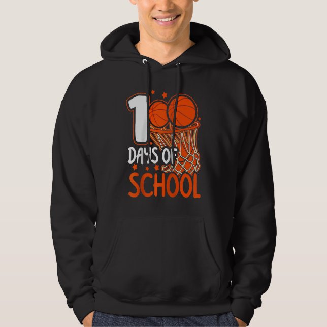 100th Day of School Basketball Kids 100 Days Of Sc Hoodie (Vorderseite)