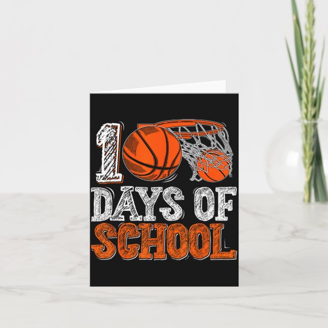 100th Day Of School Basketball Kids 100 Days Of Sc Karte (Vorderseite)