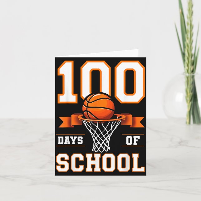 100th Day Of School Basketball Kids 100 Days Of Sc Karte (Vorderseite)