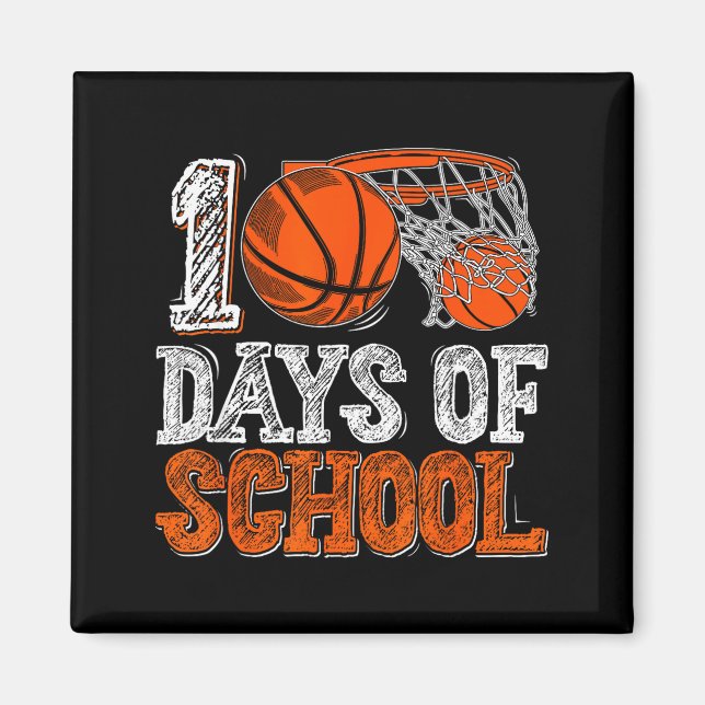 100th Day Of School Basketball Kids 100 Days Of Sc Magnet (Vorne)