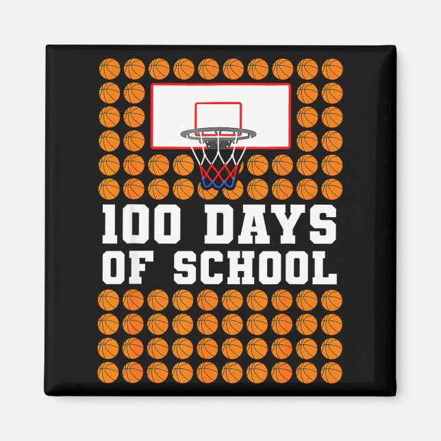 100th Day Of School Basketball Kids 100 Days Of Sc Magnet (Vorne)