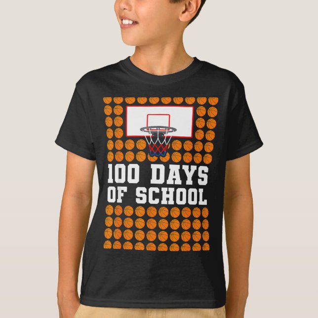 100th Day Of School Basketball Kids 100 Days Of Sc T-Shirt (Vorderseite)