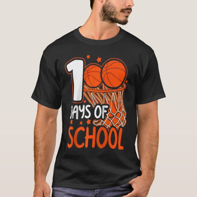 100th Day of School Basketball Kids 100 Days Of Sc T-Shirt (Vorderseite)