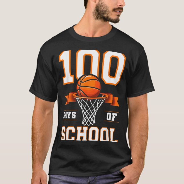 100th Day Of School Basketball Kids 100 Days Of Sc T-Shirt (Vorderseite)