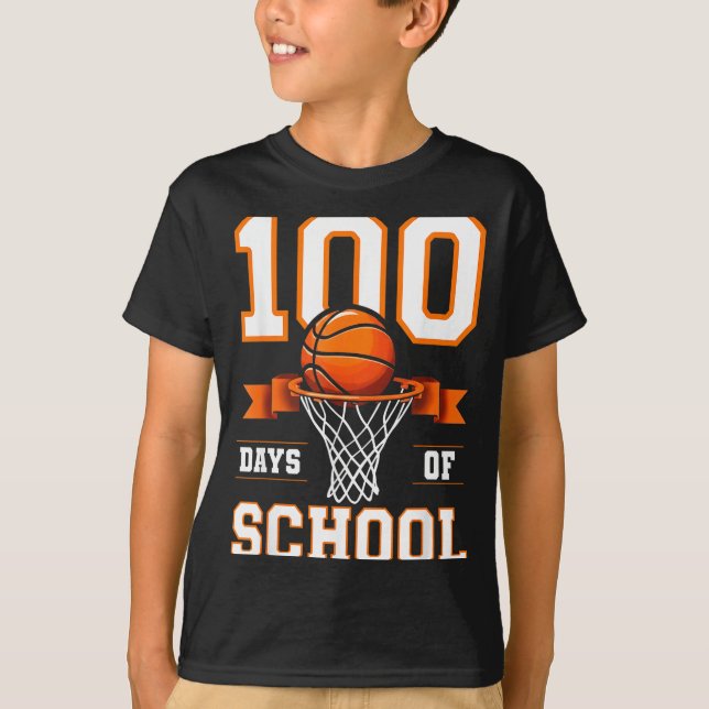 100th Day Of School Basketball Kids 100 Days Of Sc T-Shirt (Vorderseite)