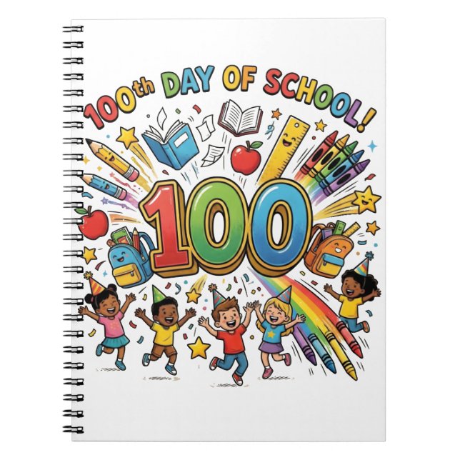 100th Day of School Colorful Celebration Design –  Notizblock (Vorderseite)