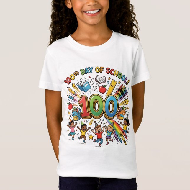 100th Day of School Colorful Celebration Design –  T-Shirt (Vorderseite)