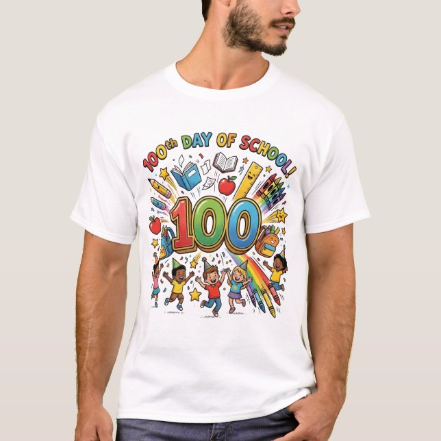 100th Day of School Colorful Celebration Design –  T-Shirt (Vorderseite)
