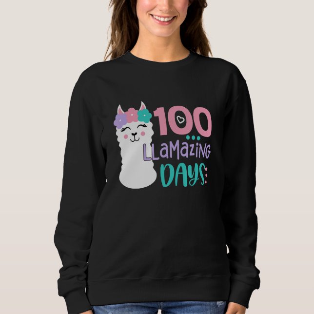 100th Day Of School Colourful Llama Happy 100 Llam Sweatshirt (Vorderseite)
