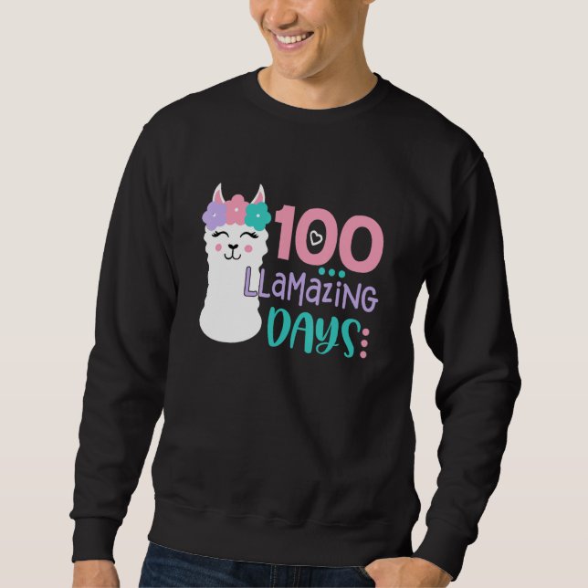 100th Day Of School Colourful Llama Happy 100 Llam Sweatshirt (Vorderseite)