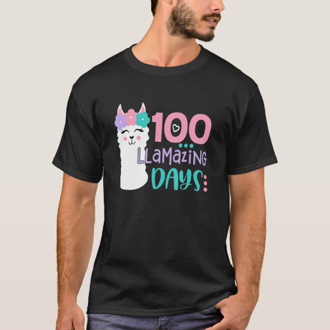 100th Day Of School Colourful Llama Happy 100 Llam T-Shirt (Vorderseite)