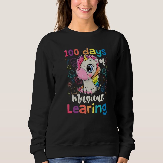 100th Day of School Cute Unicorn Girls 100 Days of Sweatshirt (Vorderseite)