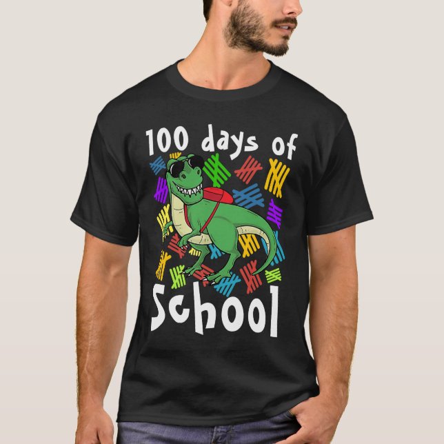 100th Day of School Dino Kids Happy 100 Days Dinos T-Shirt (Vorderseite)