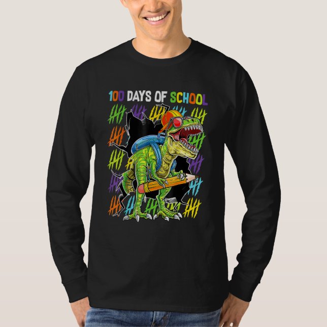 100th Day Of School Dinosaur Rex Dino   Boys Kids T-Shirt (Vorderseite)