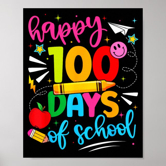 100th Day Of School Happy 100 Days Teachers Boy Gi Poster (Vorne)