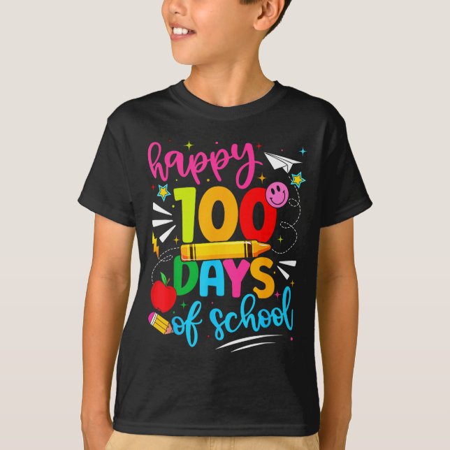 100th Day Of School Happy 100 Days Teachers Boy Gi T-Shirt (Vorderseite)