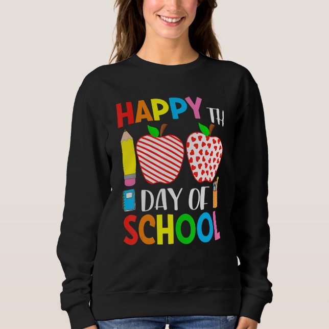 100th Day Of School Hearts Stripes Teacher And Stu Sweatshirt (Vorderseite)