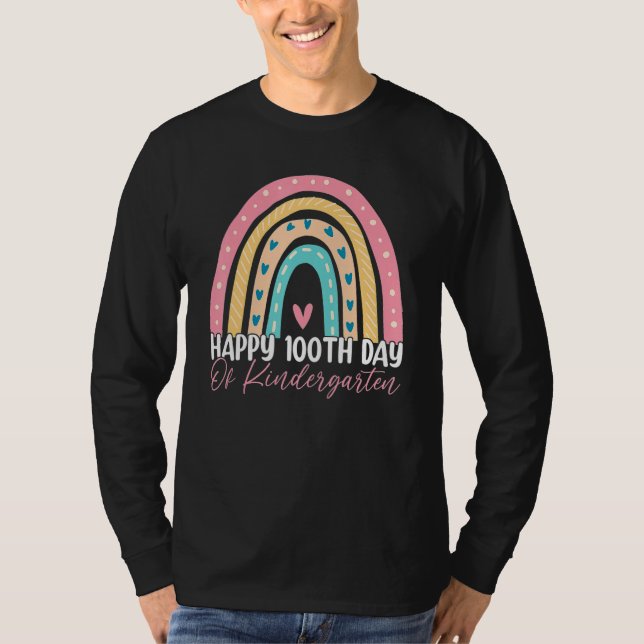 100th Day Of School Kindergarten Teacher Rainbow T T-Shirt (Vorderseite)