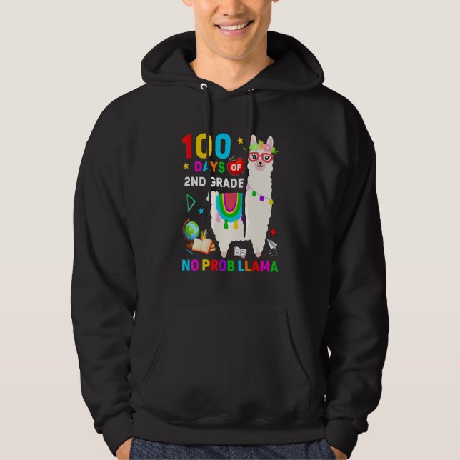 100th Day of School No Prob Llama 100 Days Of 2nd  Hoodie (Vorderseite)