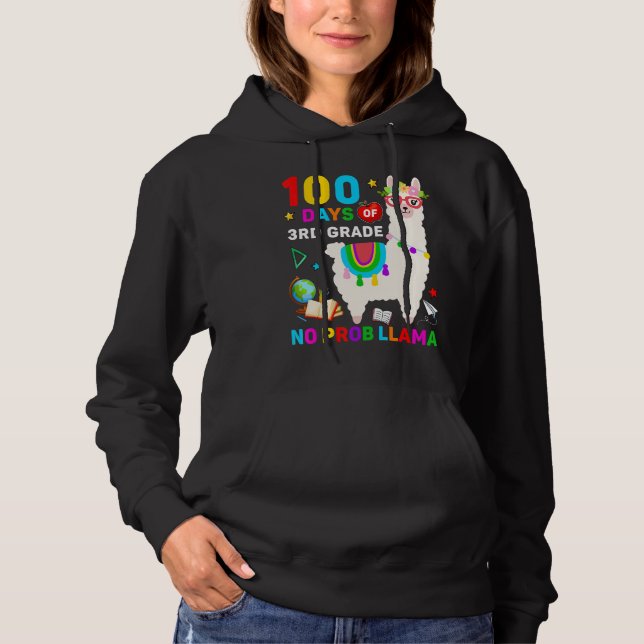 100th Day of School No Prob Llama 100 Days Of 3rd  Hoodie (Vorderseite)