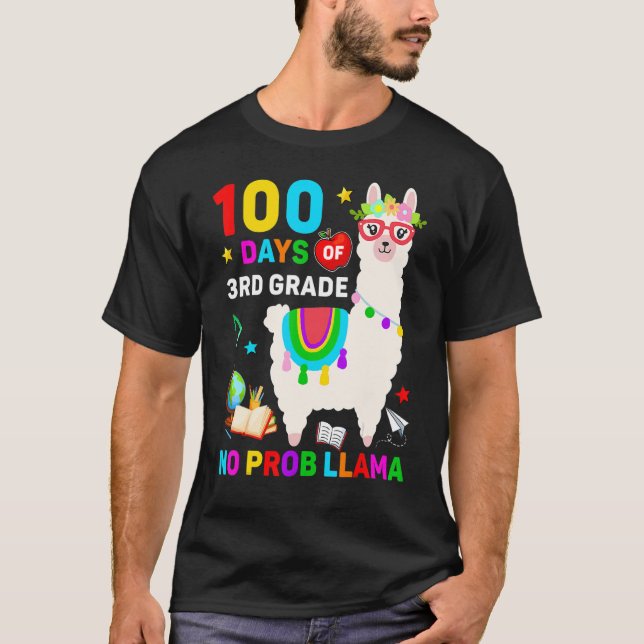 100th Day Of School No Prob Llama 100 Days Of 3rd  T-Shirt (Vorderseite)