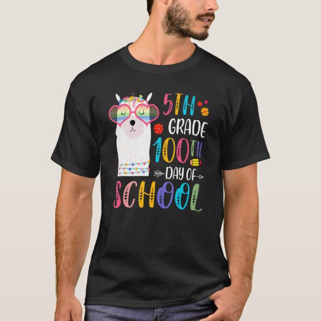 100th day of School No Prob Llama 100 Days Of 5th  T-Shirt (Vorderseite)
