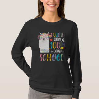 100th day of School No Prob Llama 100 Days Of Four T-Shirt