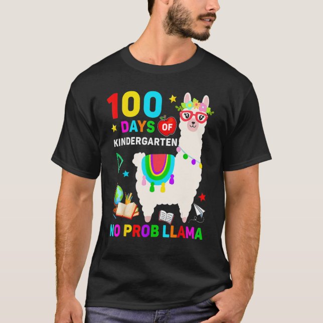100th Day Of School No Prob Llama 100 Days Of Kind T-Shirt (Vorderseite)