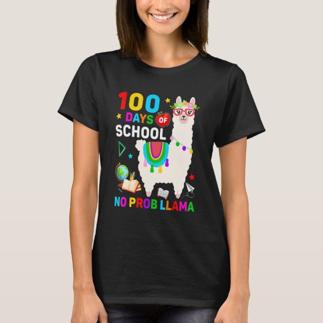 100th Day of School No Prob Llama 100 Days Of Scho T-Shirt (Vorderseite)