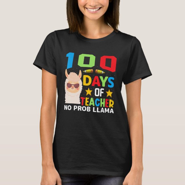 100th day of school No Prob Llama 100 days Smarter T-Shirt (Vorderseite)