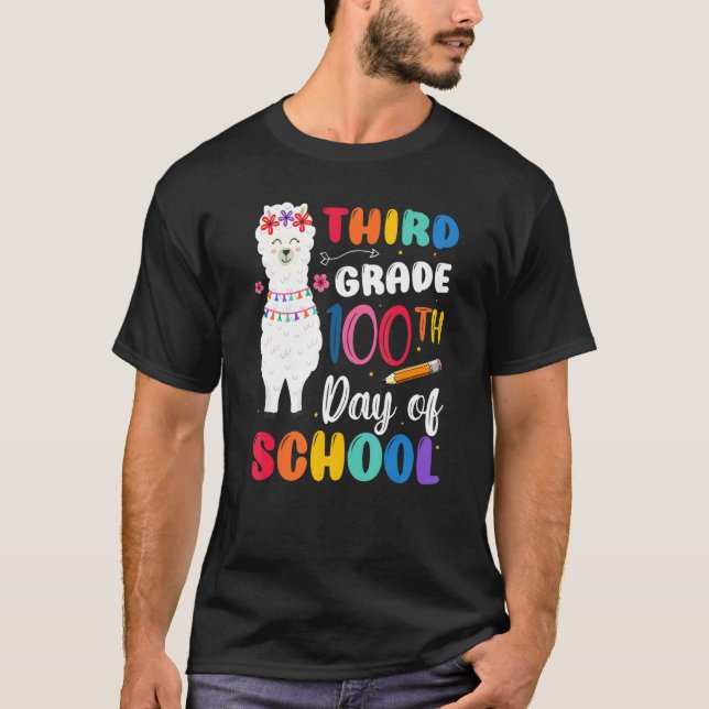 100th Day Of School No Prob Llama 100th Day Third  T-Shirt (Vorderseite)