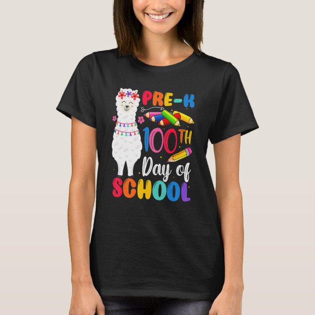 100th Day Of School No Prob Llama Happy 100th Day  T-Shirt (Vorderseite)