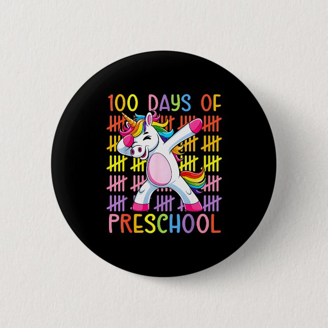 100th Day Of School Of Preschool Unicorn 100 Days  Button (Vorderseite)