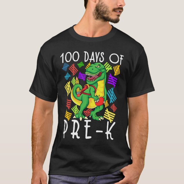 100th Day of School Pre kindergarten Dinosaur 100  T-Shirt (Vorderseite)
