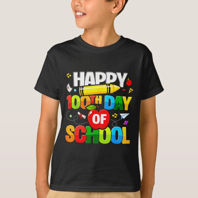 100th Day Of School Shirt For Teachers Kids Happy  (Vorderseite)