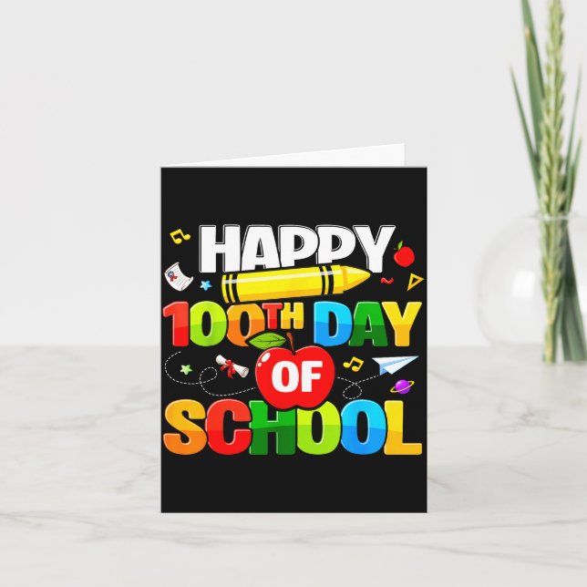 100th Day Of School Shirt For Teachers Kids Happy  Karte (Vorderseite)