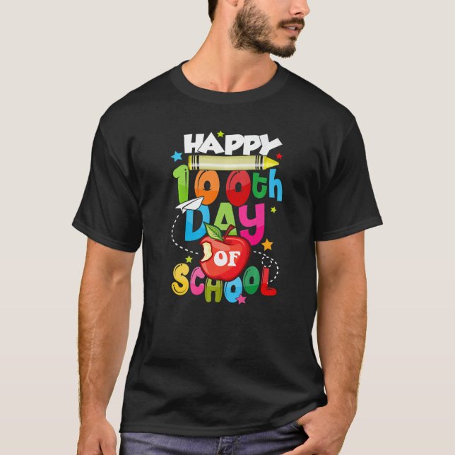 100th Day of School Shirt Teachers Students Happy  (Vorderseite)
