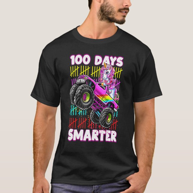 100th Day of School Shirt Unicorn Monster Truck 10 (Vorderseite)