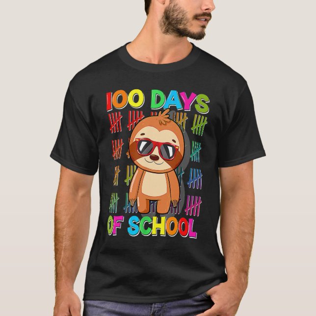 100th Day of School Sloth Happy 100 Days Smarter S T-Shirt (Vorderseite)