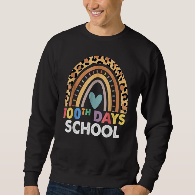 100th Day Of School Teacher 100 Days Smarter Leopa Sweatshirt (Vorderseite)