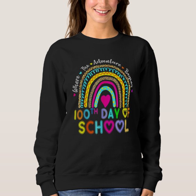 100th Day Of School Teacher 100 Days Smarter Leopa Sweatshirt (Vorderseite)