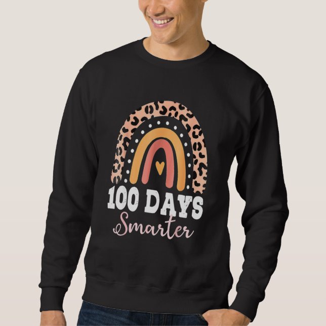 100th Day Of School Teacher 100 Days Smarter Leopa Sweatshirt (Vorderseite)
