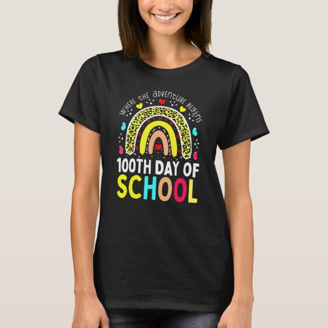 100th Day Of School Teacher 100 Days Smarter Leopa T-Shirt (Vorderseite)