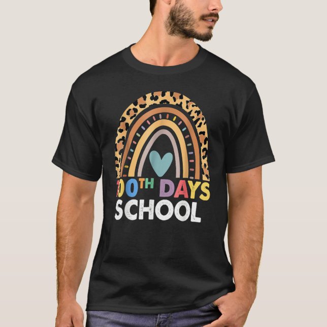 100th Day Of School Teacher 100 Days Smarter Leopa T-Shirt (Vorderseite)