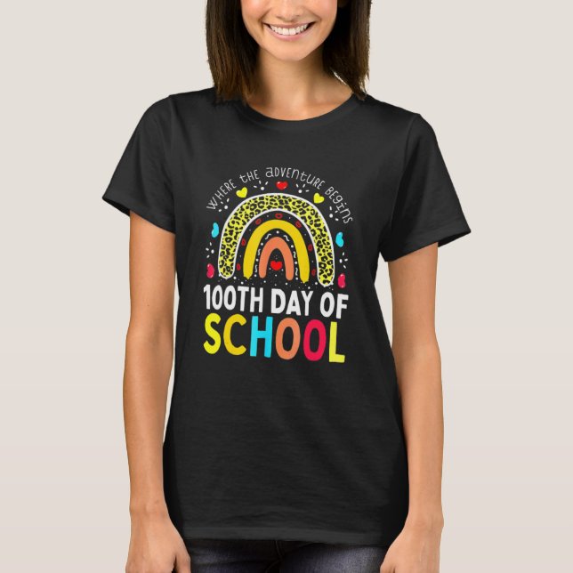 100th Day Of School Teacher 100 Days Smarter Leopa T-Shirt (Vorderseite)