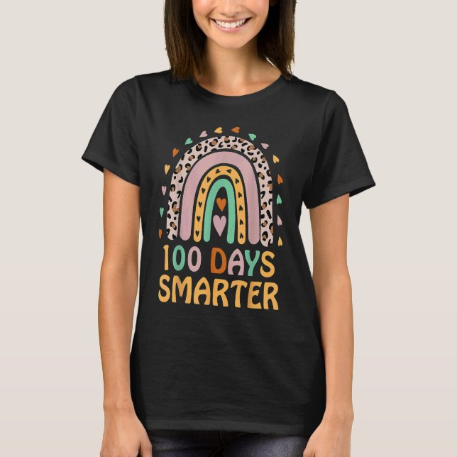 100th Day of School Teacher  100 Days Smarter Rain T-Shirt (Vorderseite)