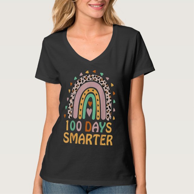 100th Day of School Teacher  100 Days Smarter Rain T-Shirt (Vorderseite)